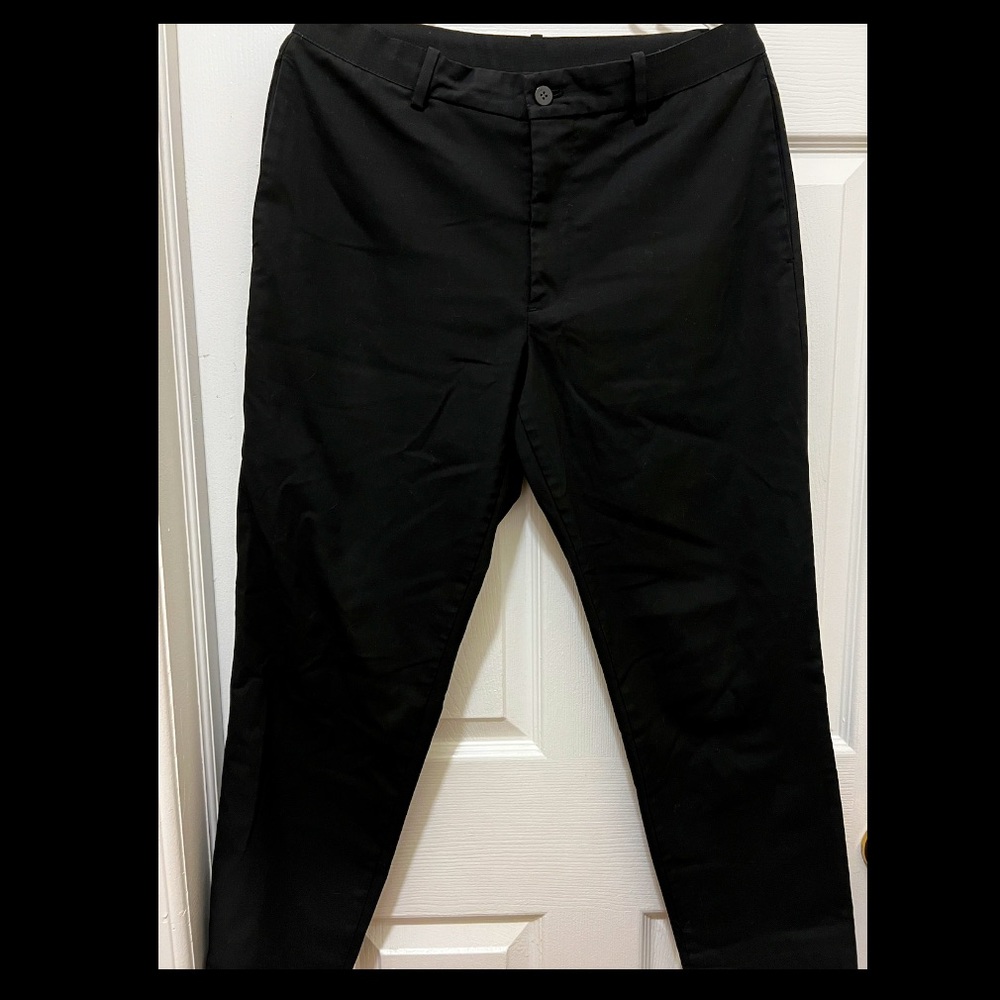 Black MEN SMART 2-WAY STRETCH SOLID ANKLE-LENGTH PANTS